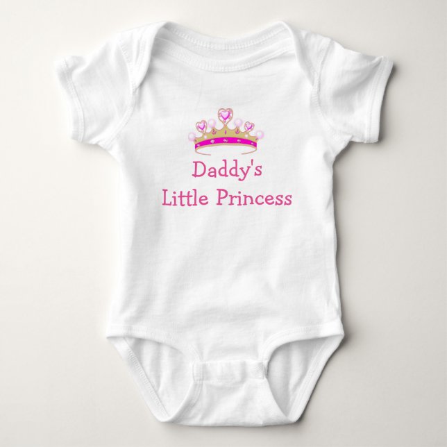 Daddy's Little Princess Crown Hearts Cute Baby Bodysuit (Front)