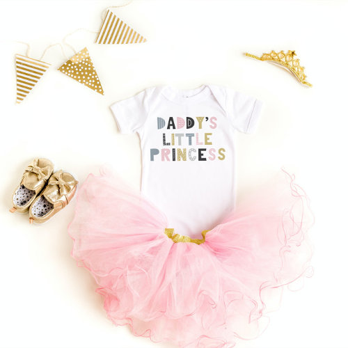 Daddys Little Princess Custom Cute Girl Colorful Baby Bodysuit