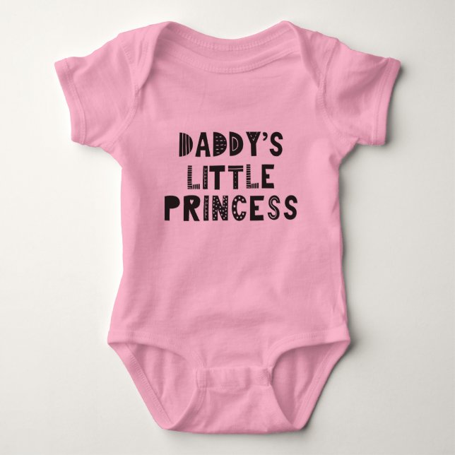 Daddy's Little Princess Custom Cute Girl Pink Baby Bodysuit (Front)