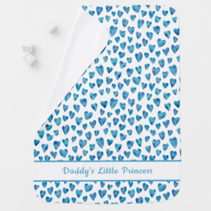 Daddy's Little Princess Personalized Blue Heart Baby Blanket