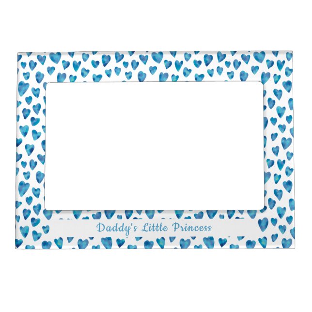 Daddy's Little Princess Personalized Blue Heart Magnetic Frame (Front)