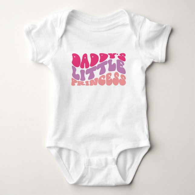 Daddy's Little Princess Retro Typography Baby Bodysuit (Front)