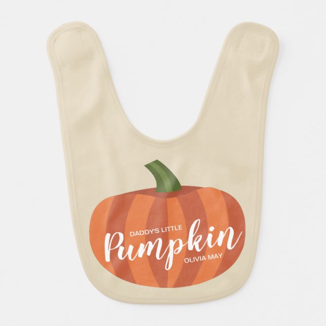Daddy's Little Pumpkin Nickname Fall Autumn Baby Bib (Front)