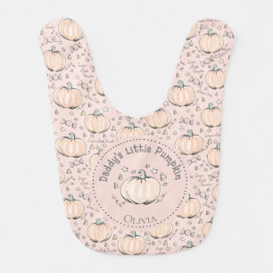 Daddy's Little Pumpkin Pink Pumpkin & Candy Fall Baby Bib