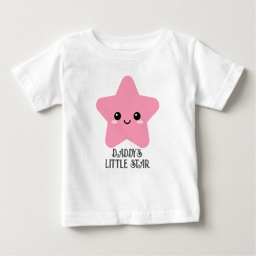 Daddys Little Star Pink Star Grapic Tee Cute Baby T_Shirt