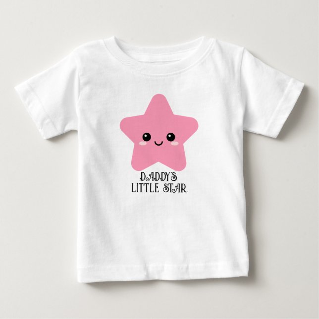 Daddy's Little Star, Pink Star Grapic Tee, Cute Baby T-Shirt (Front)
