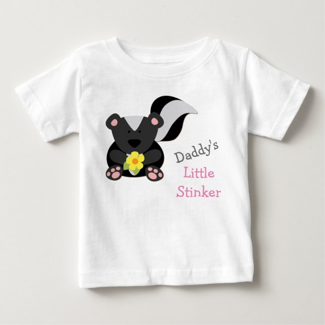 Daddy's Little Stinker Pink Baby T-Shirt (Front)