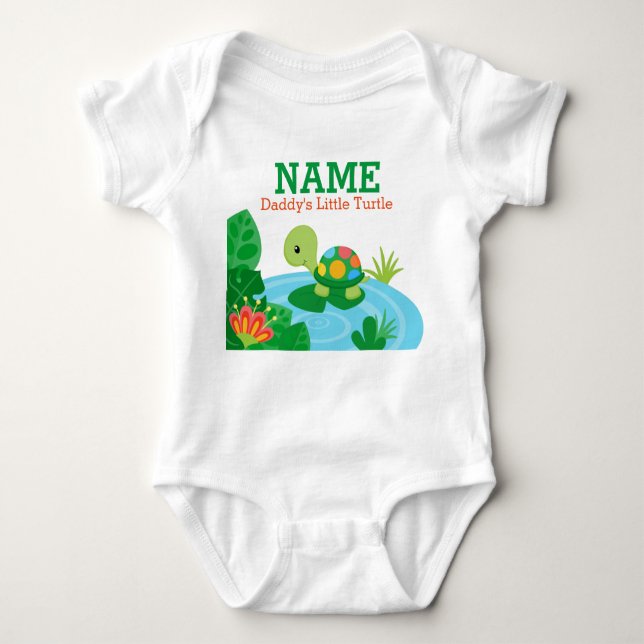 Daddy's Little Turtle Baby Jersey Bodysuit (Front)