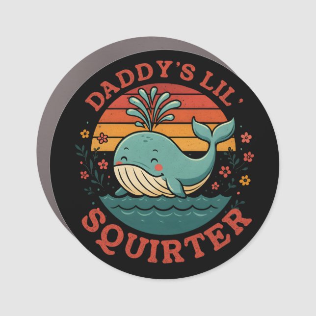 Daddys Little Whale Car Magnet (Front)