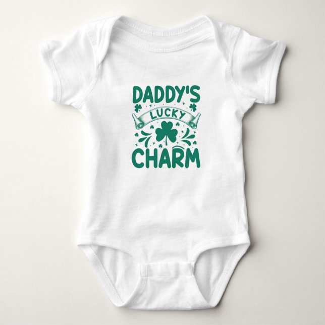 Daddy's Lucky Charm St Patrick's Day Baby Bodysuit (Front)