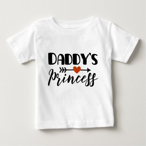 Daddys Princess Red Heart Arrow Modern Baby Baby T_Shirt