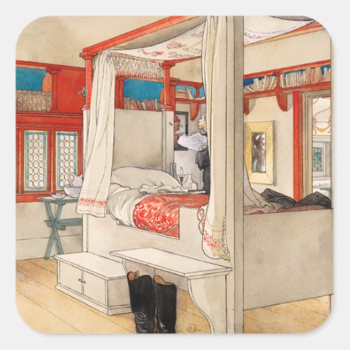 Daddys Room 1895 by Carl Larsson Square Sticker