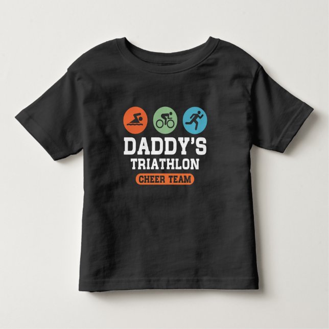 Daddy's Triathlon Cheer Team Toddler T-shirt (Front)