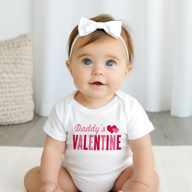 Daddy's Valentine Pink and Red Hearts Baby Girl Baby Bodysuit (Creator Uploaded)