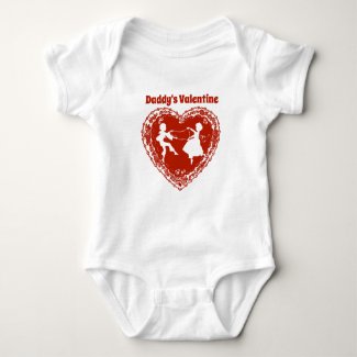 Daddy's Valentine, Vintage Red Lacy Heart Baby Bodysuit