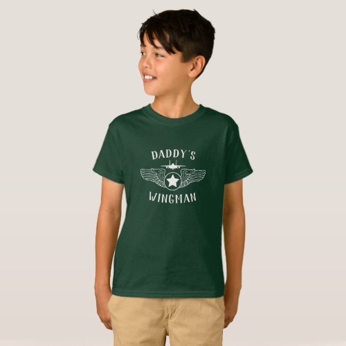 Daddys Wingman Strike Eagle and Wings Boys T_Shirt