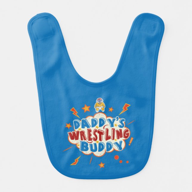 Daddy's Wrestling Buddy Funny  Baby Bib (Front)