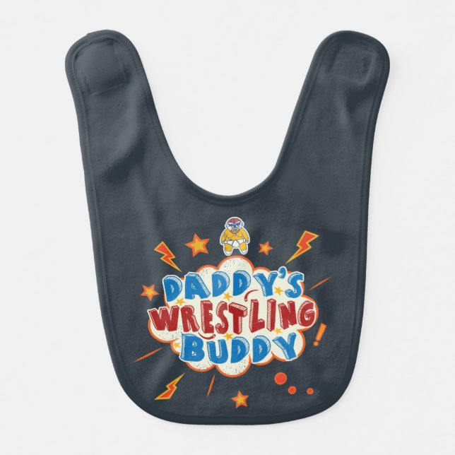 Daddy's Wrestling Buddy Funny  Baby Bib (Front)