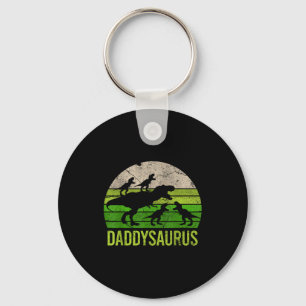 Daddysaurus 4 Four Kids Vintage Christmas Gift Fat Keychain
