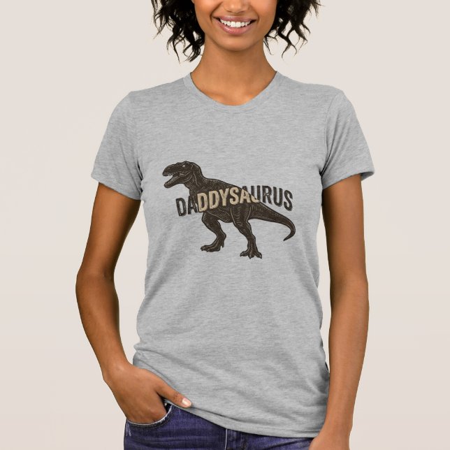 Daddysaurus Dinosaur Vintage Engraving Shirt Desig (Front)