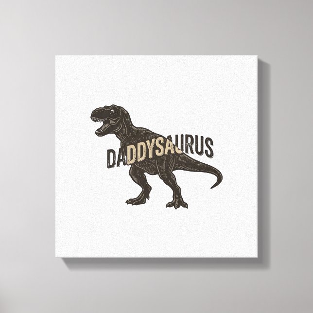 Daddysaurus Dinosaur Vintage Engraving Shirt Desig Canvas Print (Front)