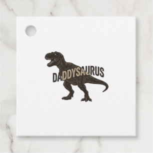 Daddysaurus Dinosaur Vintage Engraving Shirt Desig Favor Tags