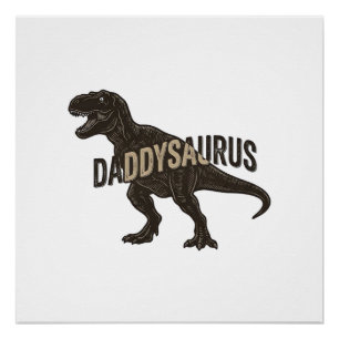 Daddysaurus Dinosaur Vintage Engraving Shirt Desig Poster