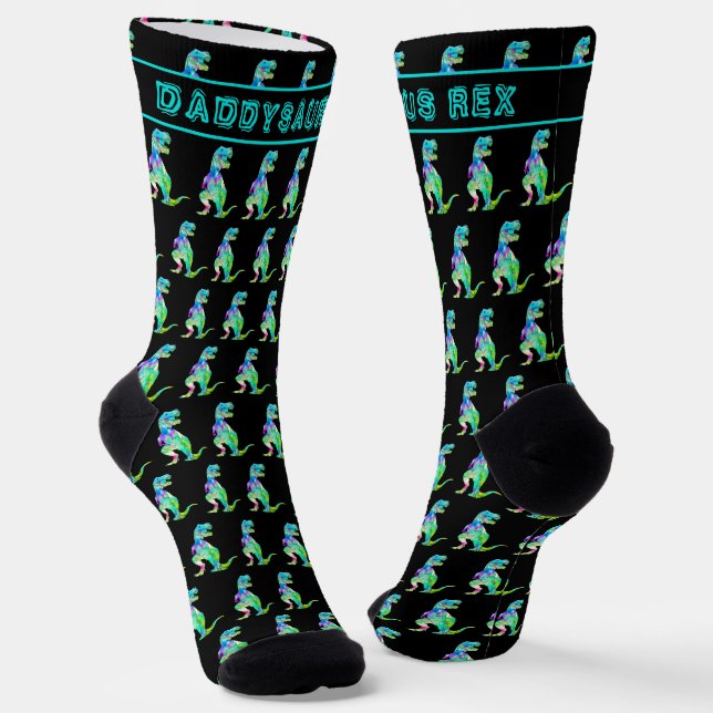 Daddysaurus Funny Dad Dinosaur Socks (Angled)