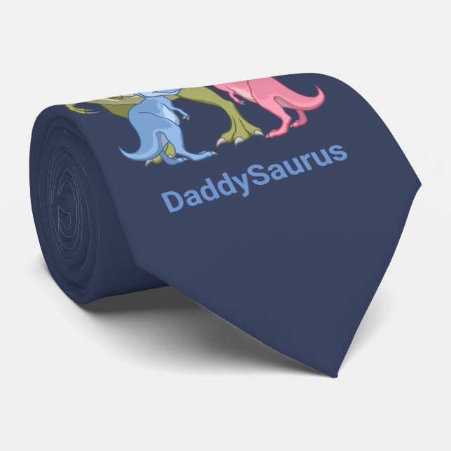 DaddySaurus Green T-Rex & Baby Girl Boy Dinosaurs Neck Tie (Rolled)