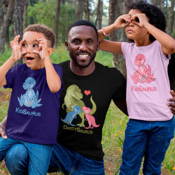 Daddysaurus Green T-rex & Baby Girl Boy Dinosaurs T-shirt by Fun_Forest at Zazzle