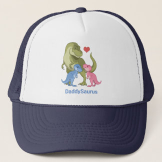 DaddySaurus Green T-Rex & Baby Girl Boy Dinosaurs Trucker Hat