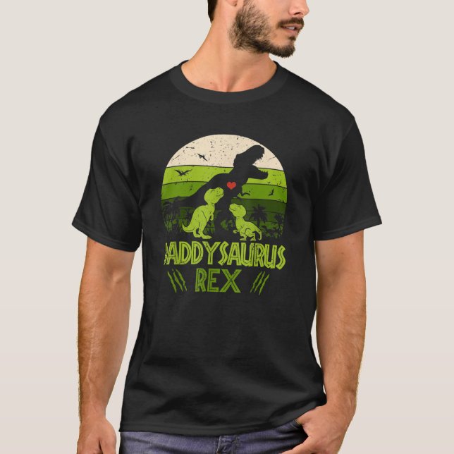 Daddysaurus Rex 2 Kids Sunset Tshirt For Fathers (Front)