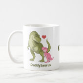 DaddySaurus T-Rex and Baby Girl Dinosaurs Coffee Mug (Left)