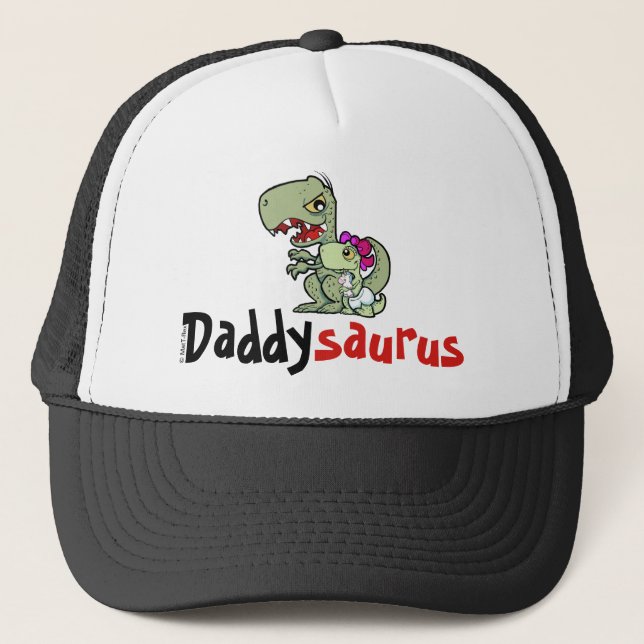 Daddysaurus T-Rex Baby Girl Father's Trucker Hat (Front)