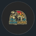 Daddysaurus T Rex Dinosaur Daddy Saurus Family Mat Classic Round Sticker<br><div class="desc">Daddysaurus T Rex Dinosaur Daddy Saurus Family Matching</div>