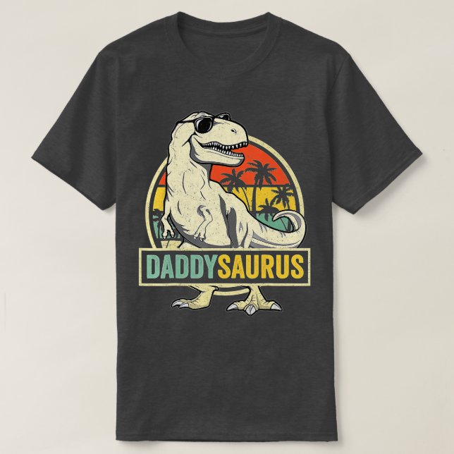 Daddysaurus T Rex Dinosaur Daddy Saurus Family Mat T-Shirt (Design Front)