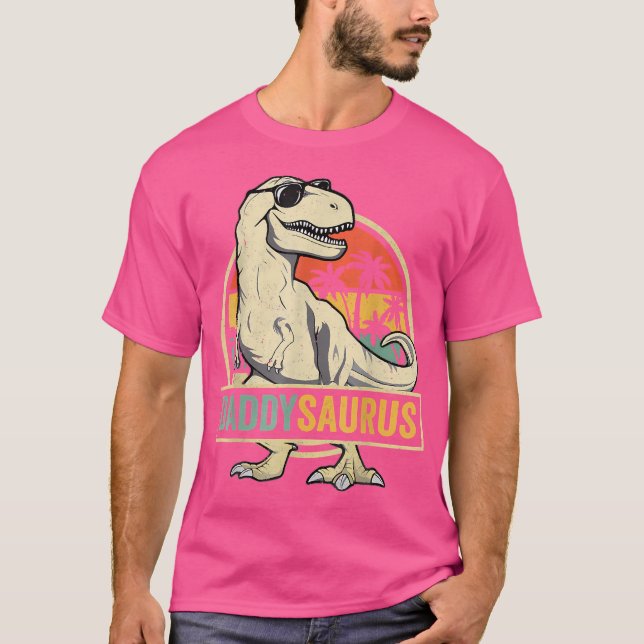 Daddysaurus T Rex Dinosaur Daddy Saurus Family Mat T-Shirt (Front)