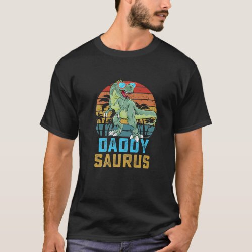 Daddysaurus T Rex Dinosaur Daddy Saurus Family Mat T_Shirt