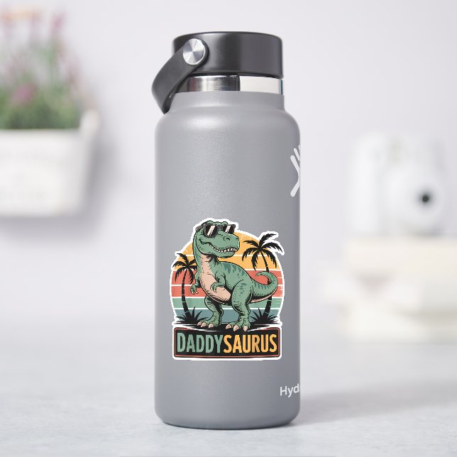 Daddysaurus T Rex Dinosaur Daddy Saurus  Sticker (HydroFlask)
