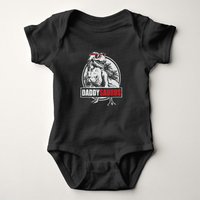 DaddySaurus T-rex Dinosaur Funny Fathers Day Baby Bodysuit (Front)