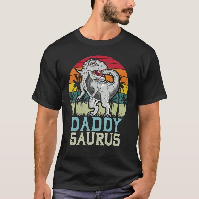 Daddysaurus Trex Dino  Family Matching Trex Birthd T-Shirt (Front)