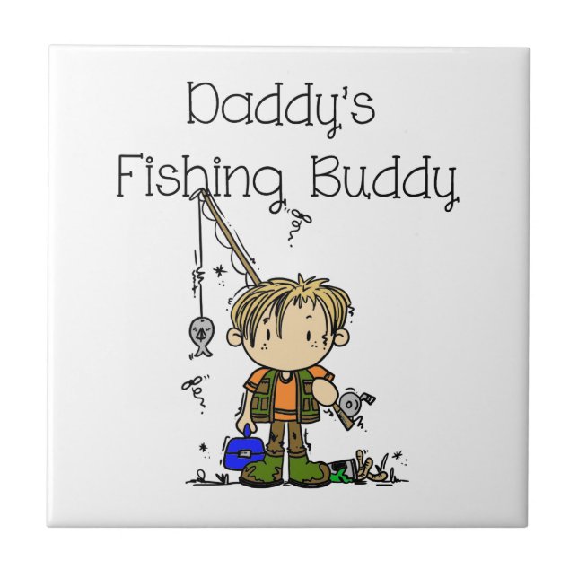 DADFISHINGBUDDY.png Ceramic Tile (Front)