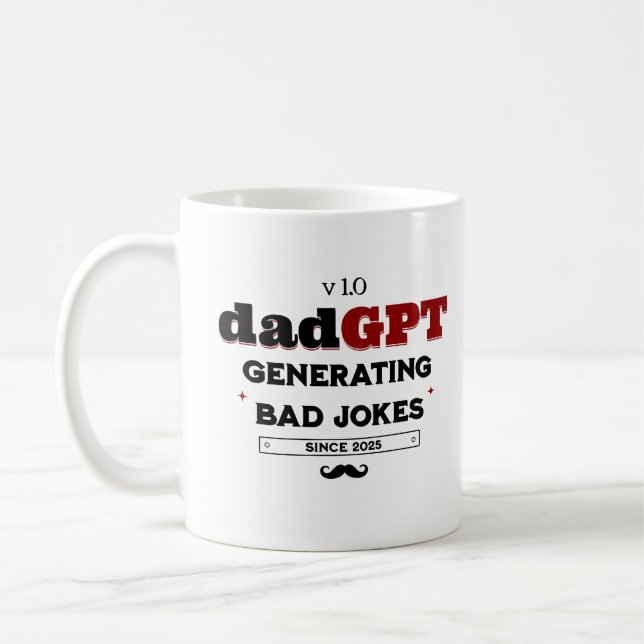 DadGPT Generating Bad Jokes Since 2025 Techie Dad  Coffee Mug (Left)