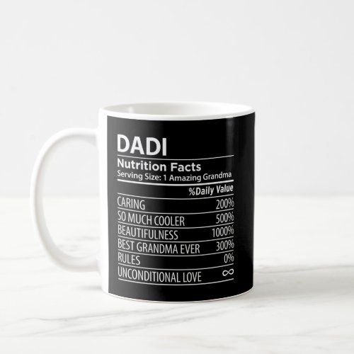 Dadi Nutrition Facts Indian Grandma  Coffee Mug