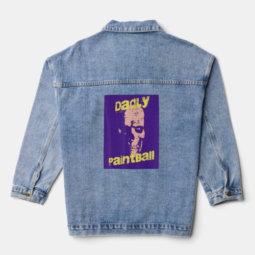 Dadly paintball pop style with a skull mask  denim jacket