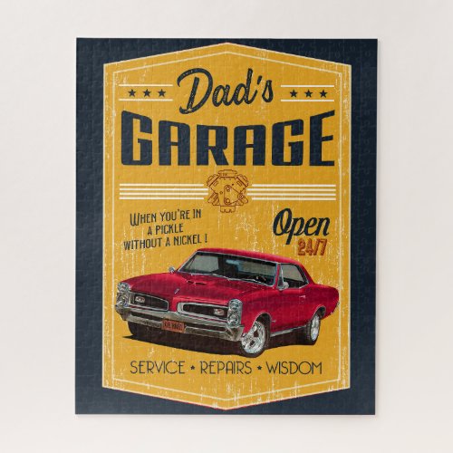 Dads 1967 Muscle Car Garage Jigsaw Puzzle
