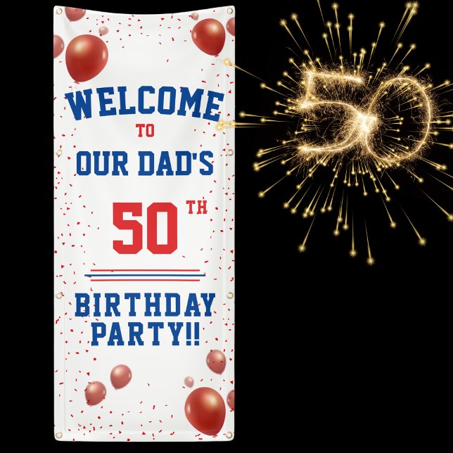 Dad's 50th Birthday Party Hanging Banner  (Dad's 50th Birthday Party Hanging Banner)