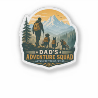 Dad's Adventure Squad Retro Mountain Hiking Gift Sticker