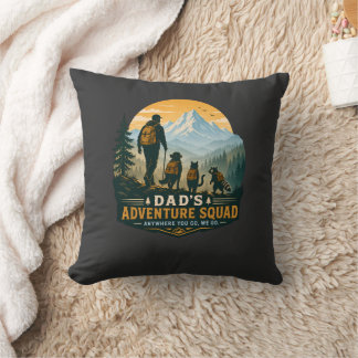 Dad's Adventure Squad Retro Mountain Hiking Gift Throw Pillow