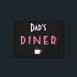Dad's Art Deco Diner Sign<br><div class="desc">Dad's Art Deco Diner Sign Personalize this sign with any name! This Diner sign in white, red and black is a perfect accessory for your stylish house. The coffee cup adds a warm touch. Art Deco was a pastiche of many different styles, sometimes contradictory, united by a desire to be...</div>